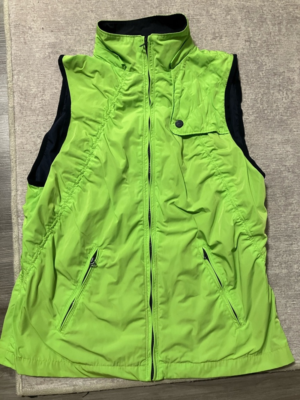 Ralph Lauren RL Lauren Active Neon Green and Navy Zip Vest Medium